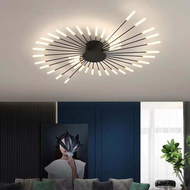Wesley Flush-Mount Ceiling Light Fireworks, Black/Gold - Neutral Decor