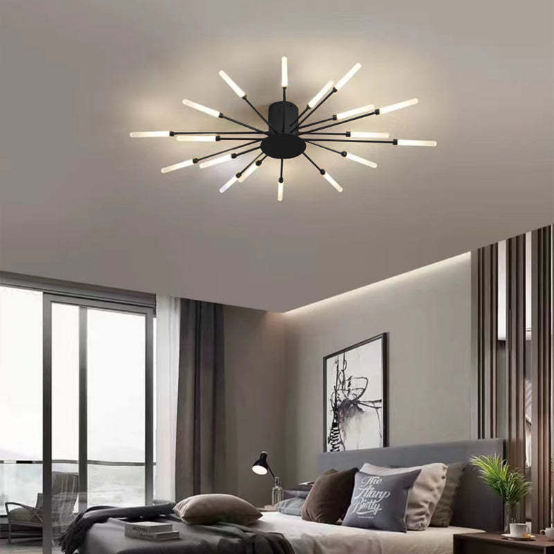Wesley Flush-Mount Ceiling Light Fireworks, Black/Gold - Neutral Decor