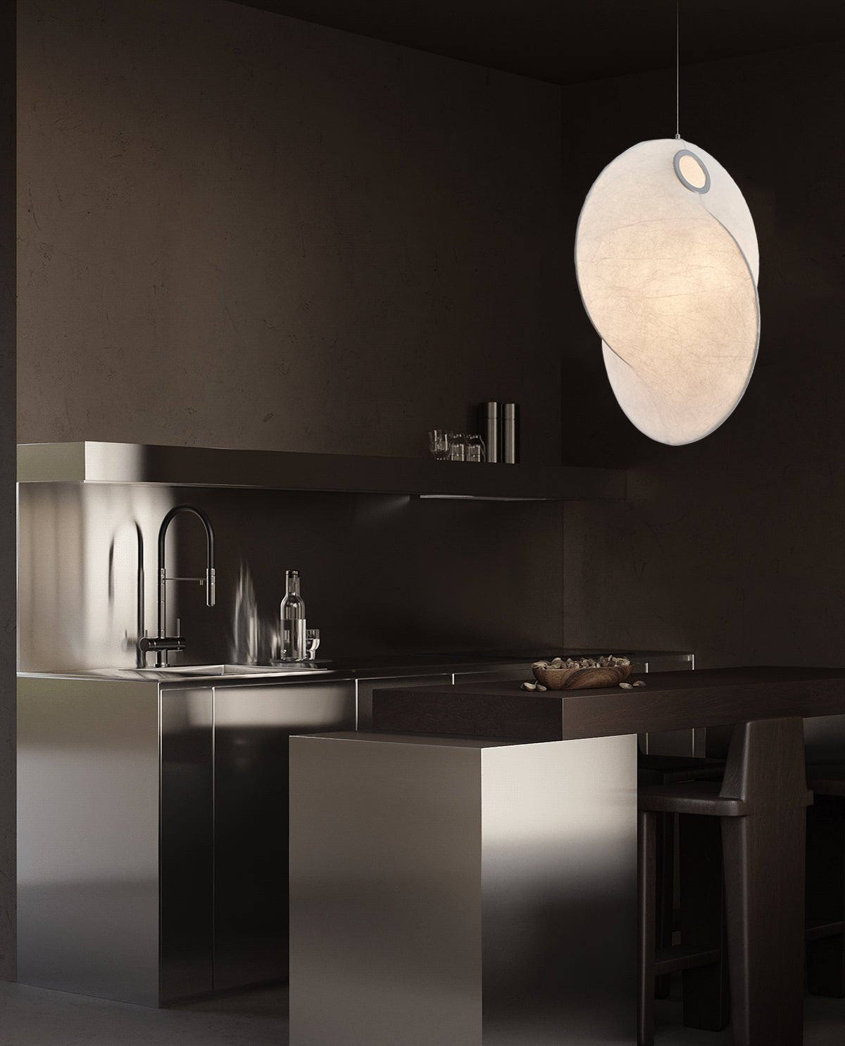 Verine Sculptural Mulberry Silk Pendant Light