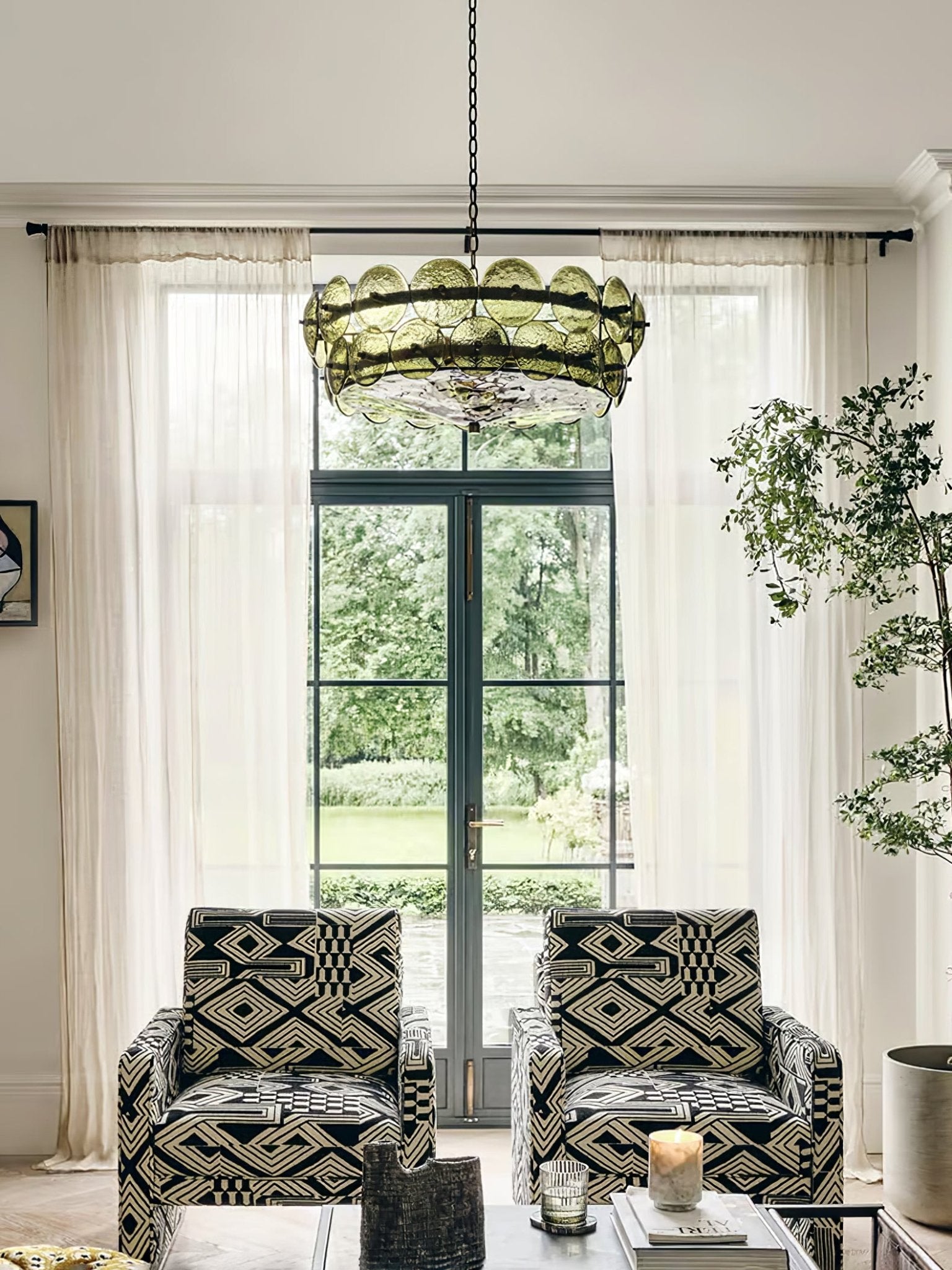 Eirinena Chandelier Murano Glass Disc Vintage