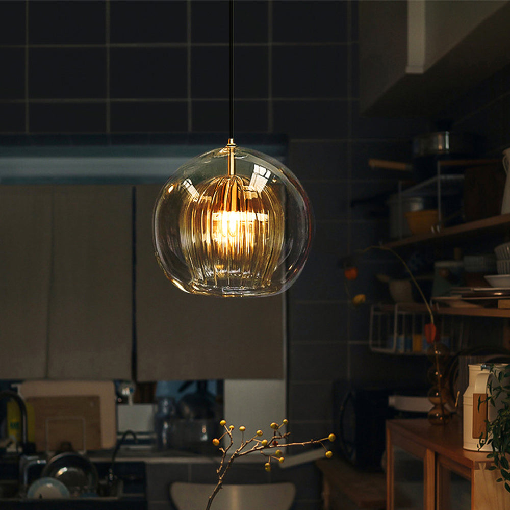 June Glass Globe Pendant Light Clear &Amber - Neutral Decor