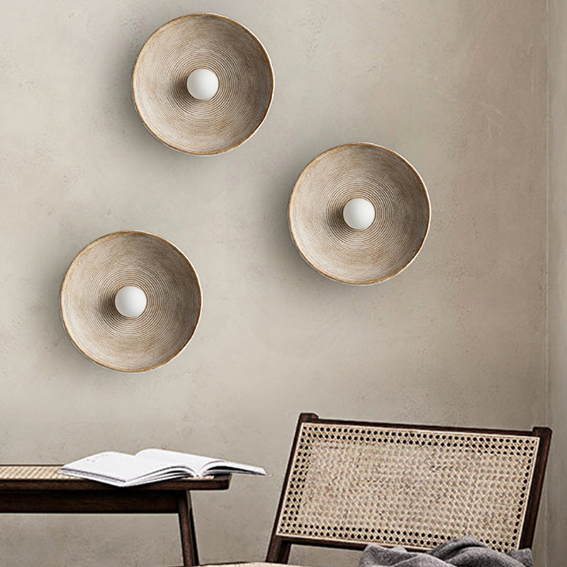 Aria Modern Round Indoor Wall Lamp Wood Bedroom Living Room - Neutral Decor