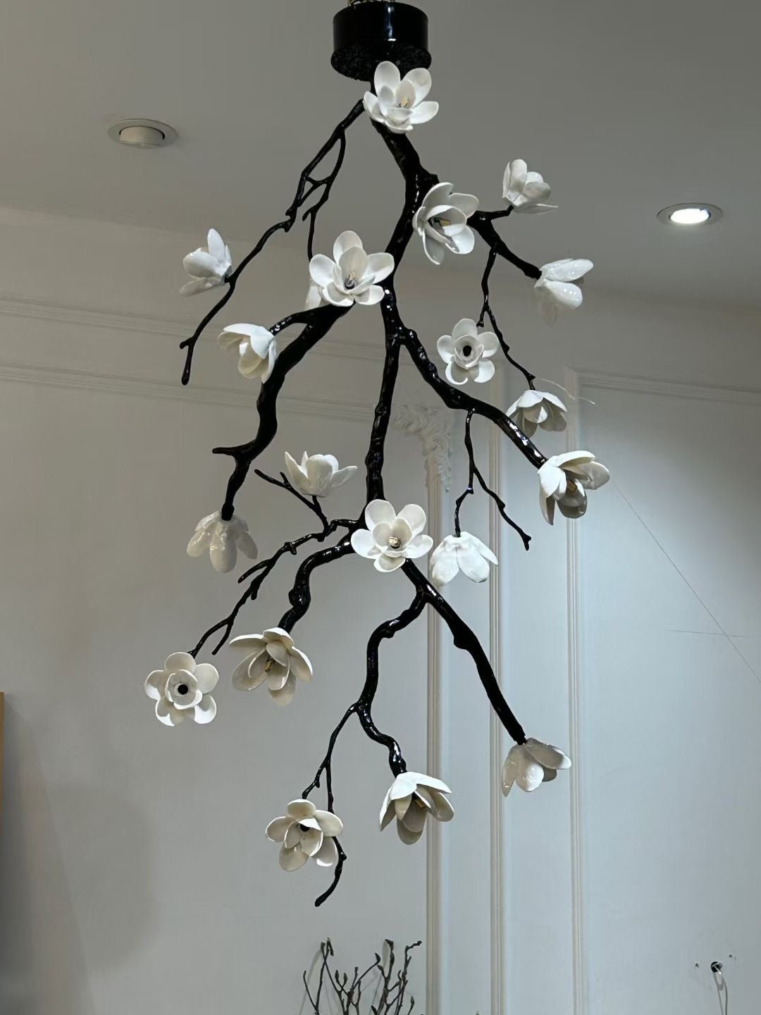 Rae Chandelier Black Branch Flower