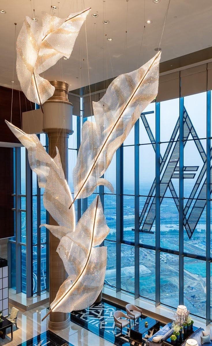 Velinine Individual Creativity Falling Leaves Glass Chandelier