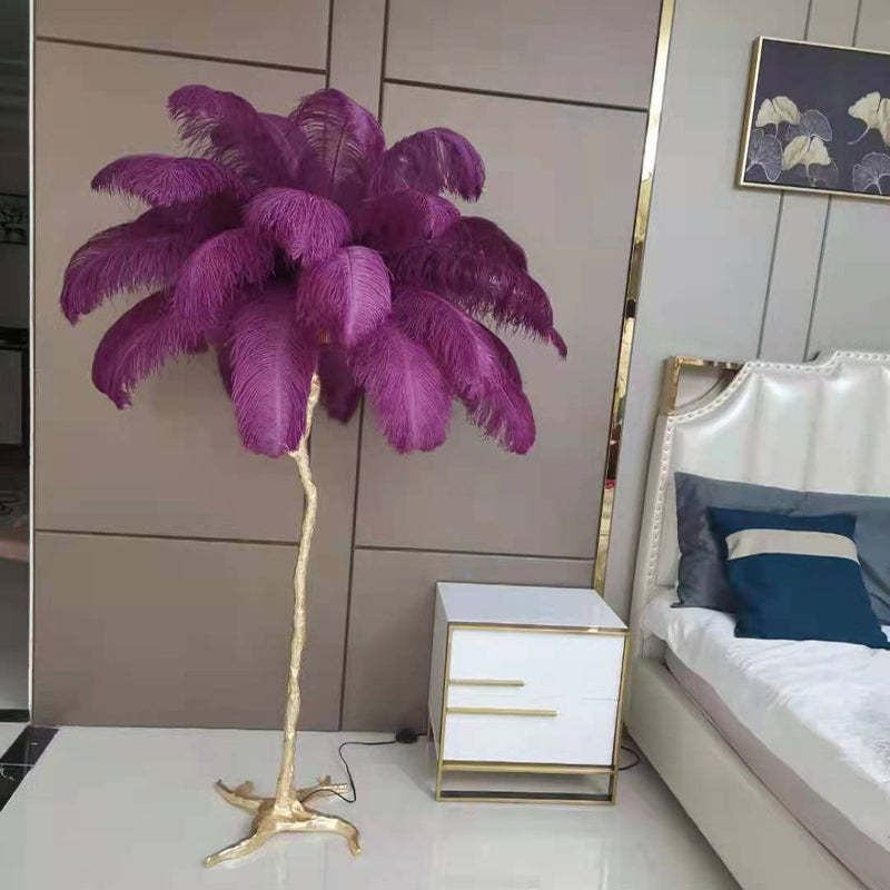 O'Moore Nordic Luxury Unique Ostrich Feather Floor Lamp/Table Lamp - Neutral Decor