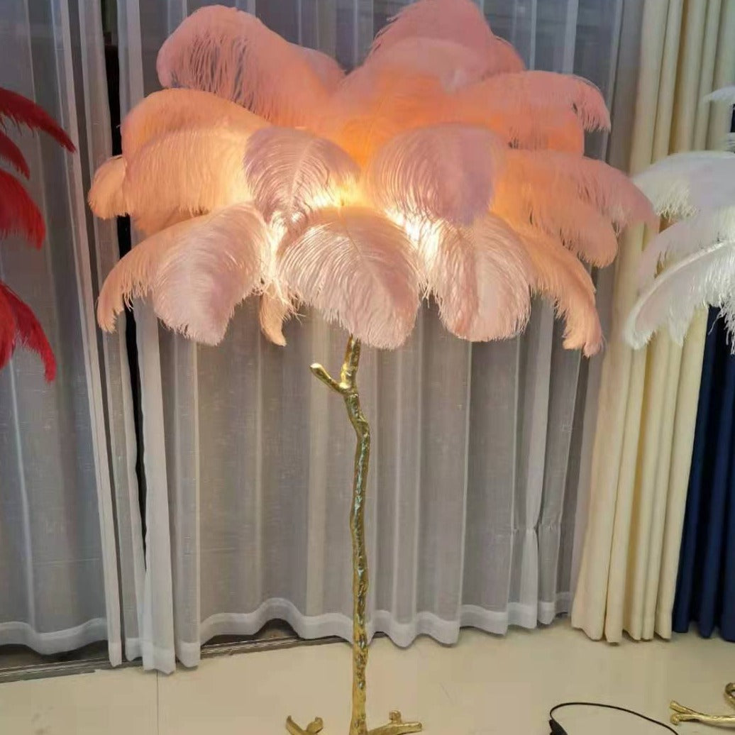 O'Moore Nordic Luxury Unique Ostrich Feather Floor Lamp/Table Lamp - Neutral Decor