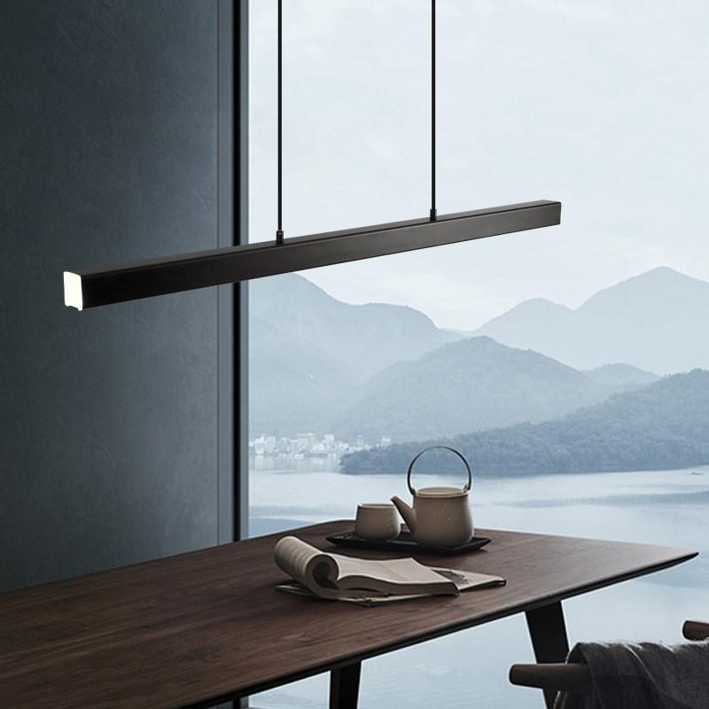 Thala Modern Linear Metal LED Pendant Light Black/Brown - Neutral Decor