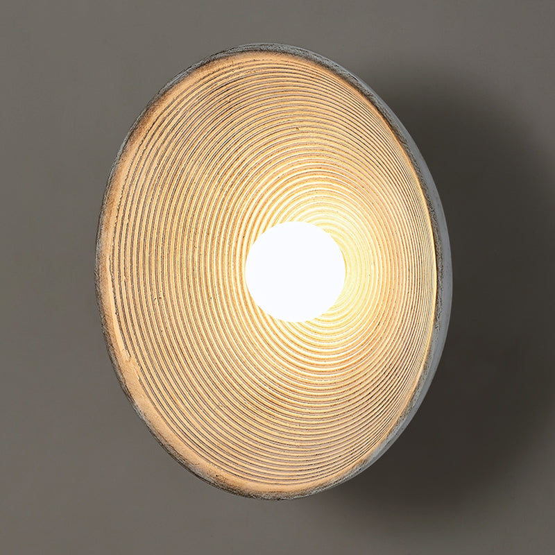 Aria Modern Round Indoor Wall Lamp Wood Bedroom Living Room - Neutral Decor