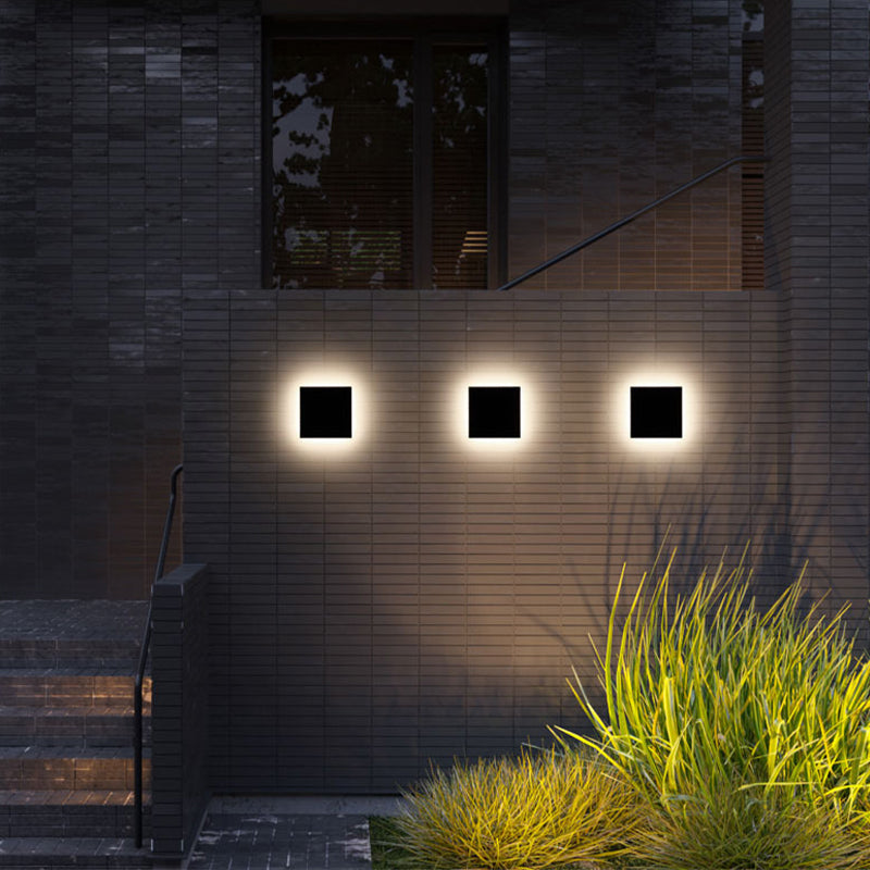 Klyne Minimalist Round/Square Outdoor Wall Lamp LED, Black/White - Neutral Decor