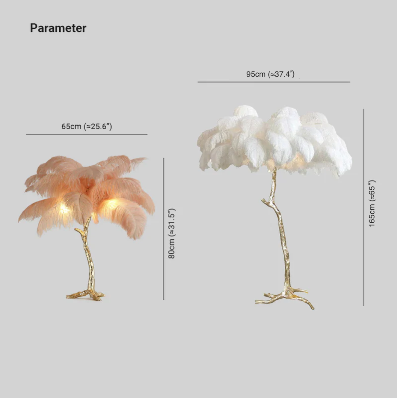 O'Moore Nordic Luxury Unique Ostrich Feather Floor Lamp/Table Lamp - Neutral Decor