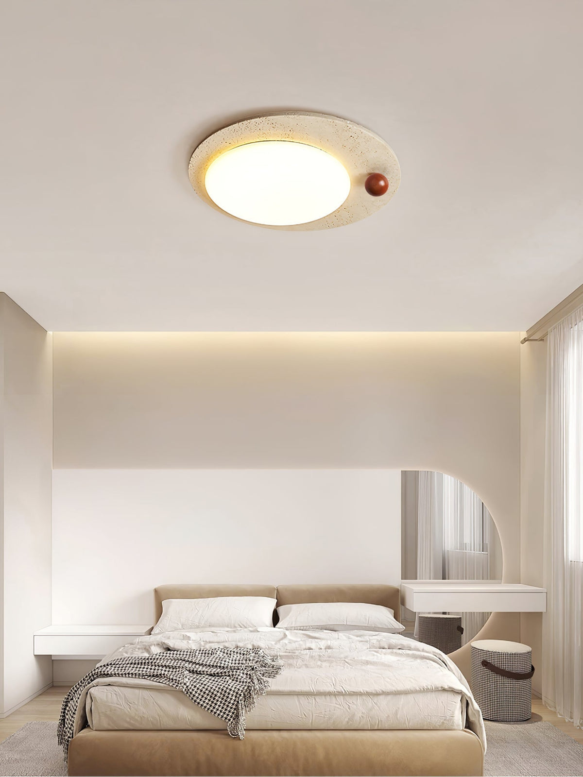Aeolian Circular Travertine Ceiling Light
