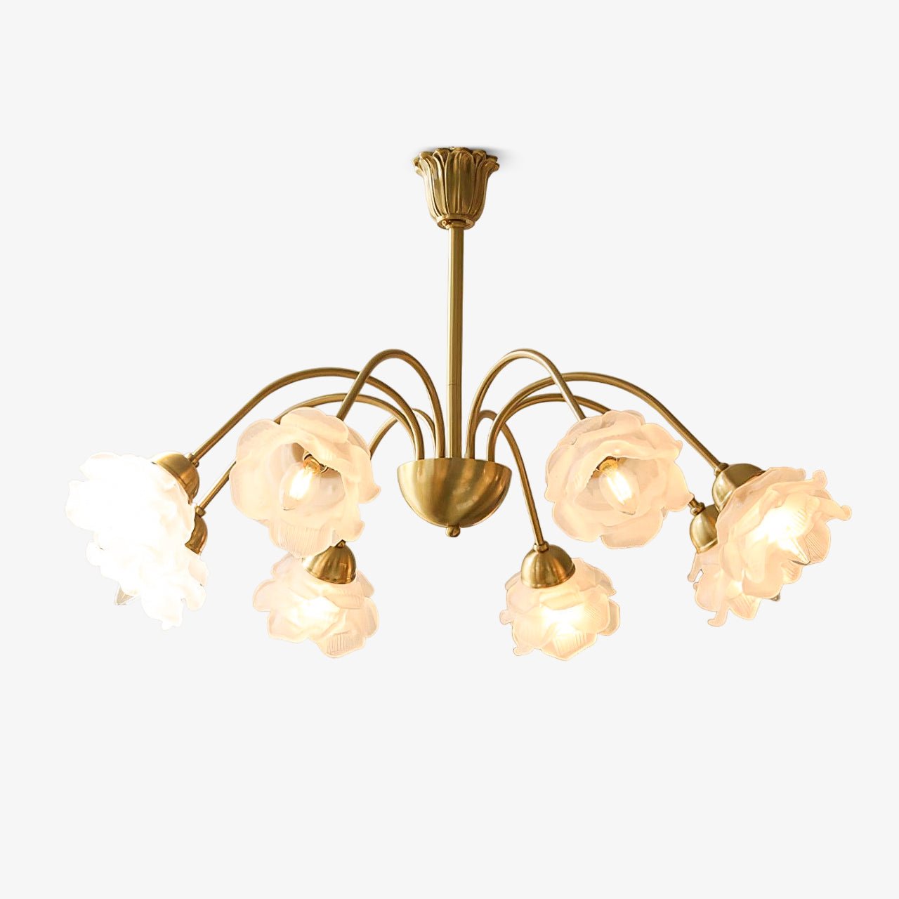 Brenis Chandelier Brass Glass Rose Floral