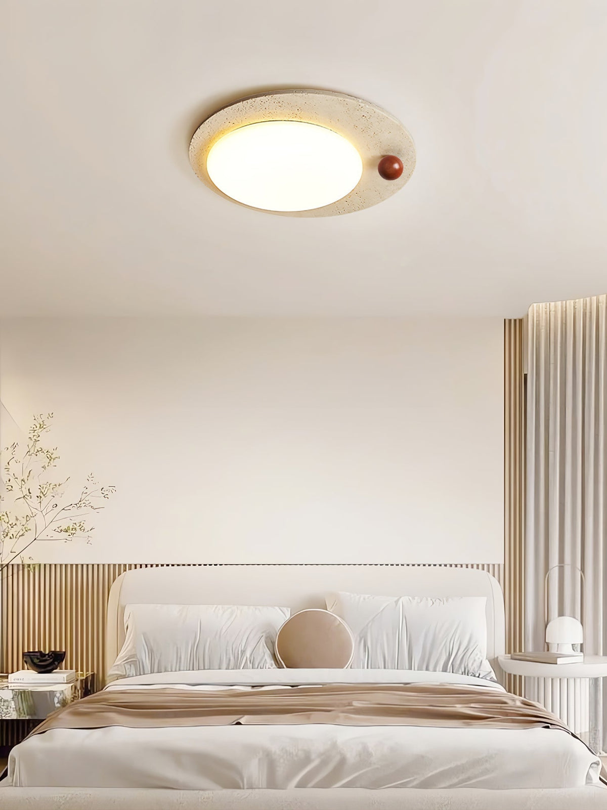 Aeolian Circular Travertine Ceiling Light