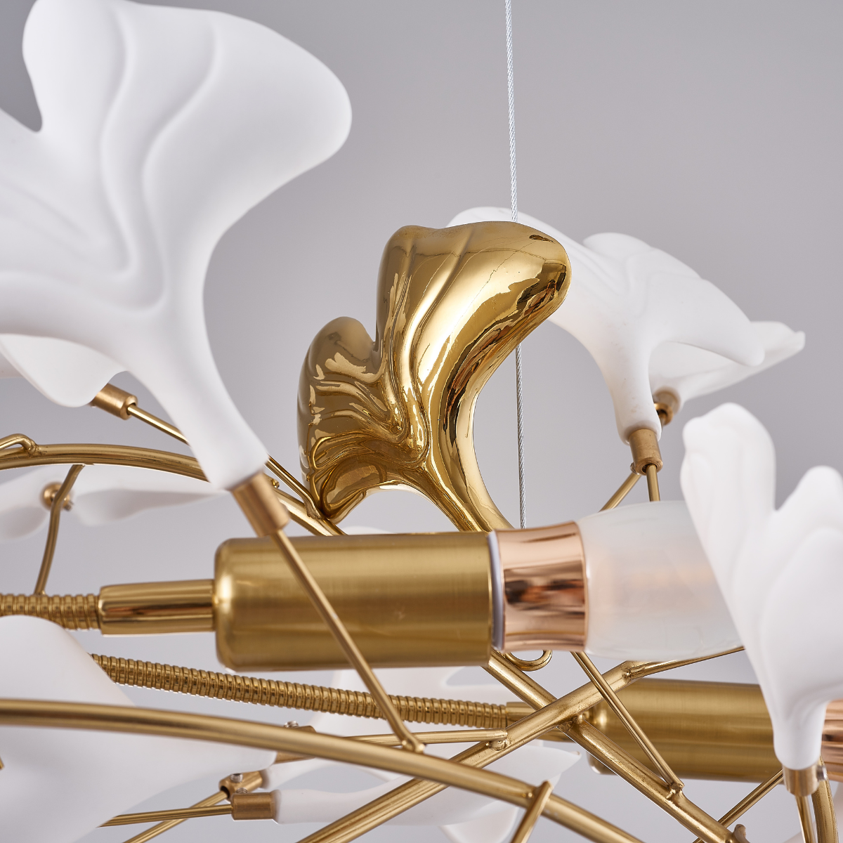 Olivia Gildglow Luxury Ceramic Chandelier Large Foyer Gingko Leaf Living Room - Neutral Decor