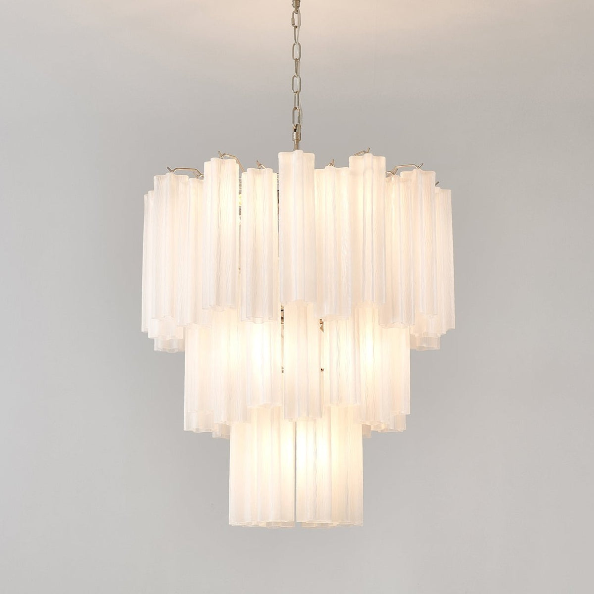 Lioreissa Chandelier Frosted Glass Tubes Layered Minimalist