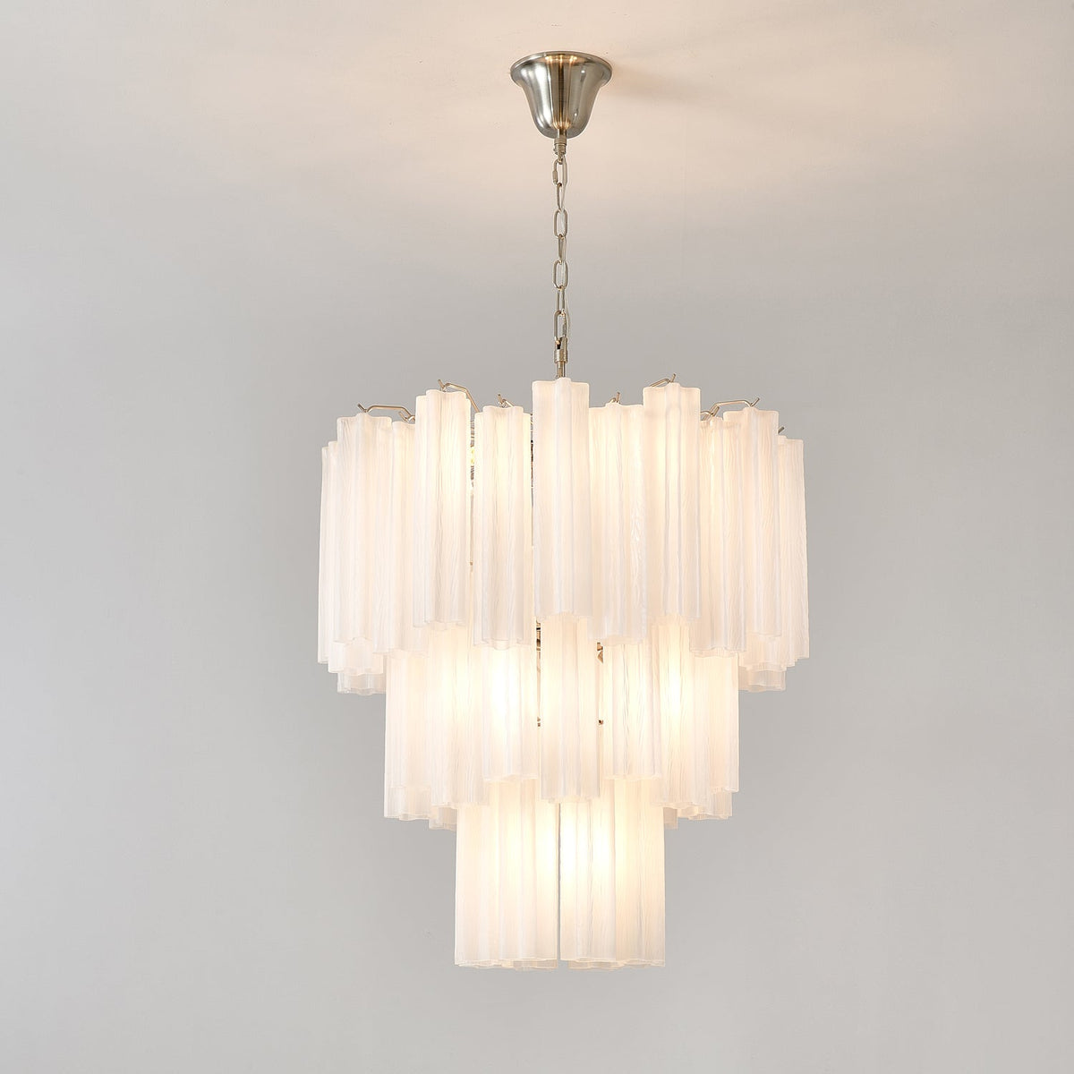 Lioreissa Chandelier Frosted Glass Tubes Layered Minimalist