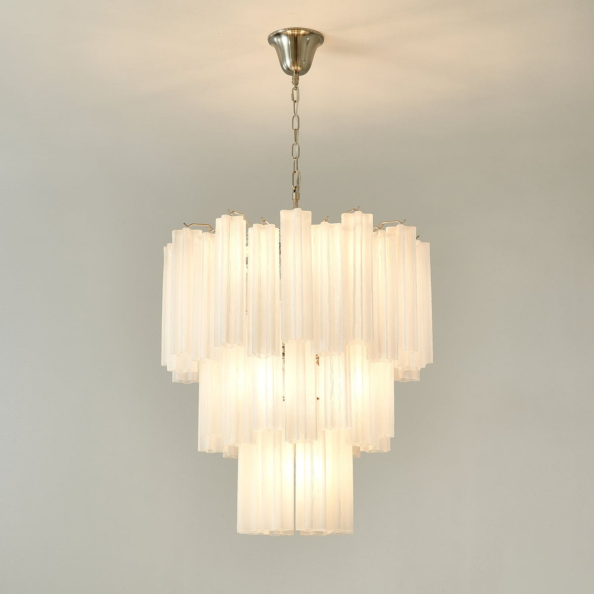 Lioreissa Chandelier Frosted Glass Tubes Layered Minimalist