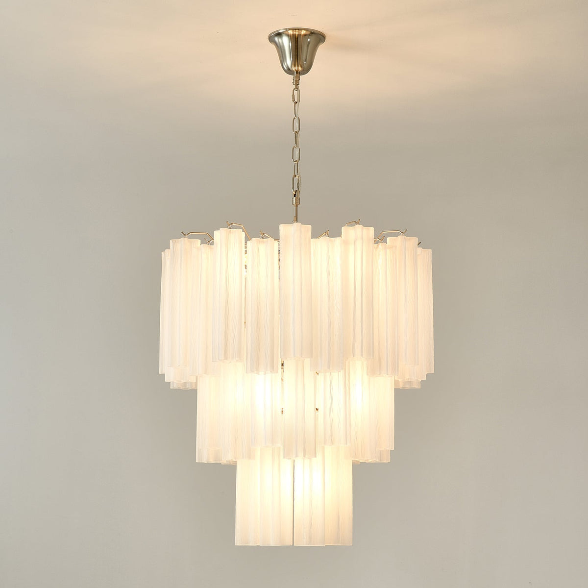Lioreissa Chandelier Frosted Glass Tubes Layered Minimalist