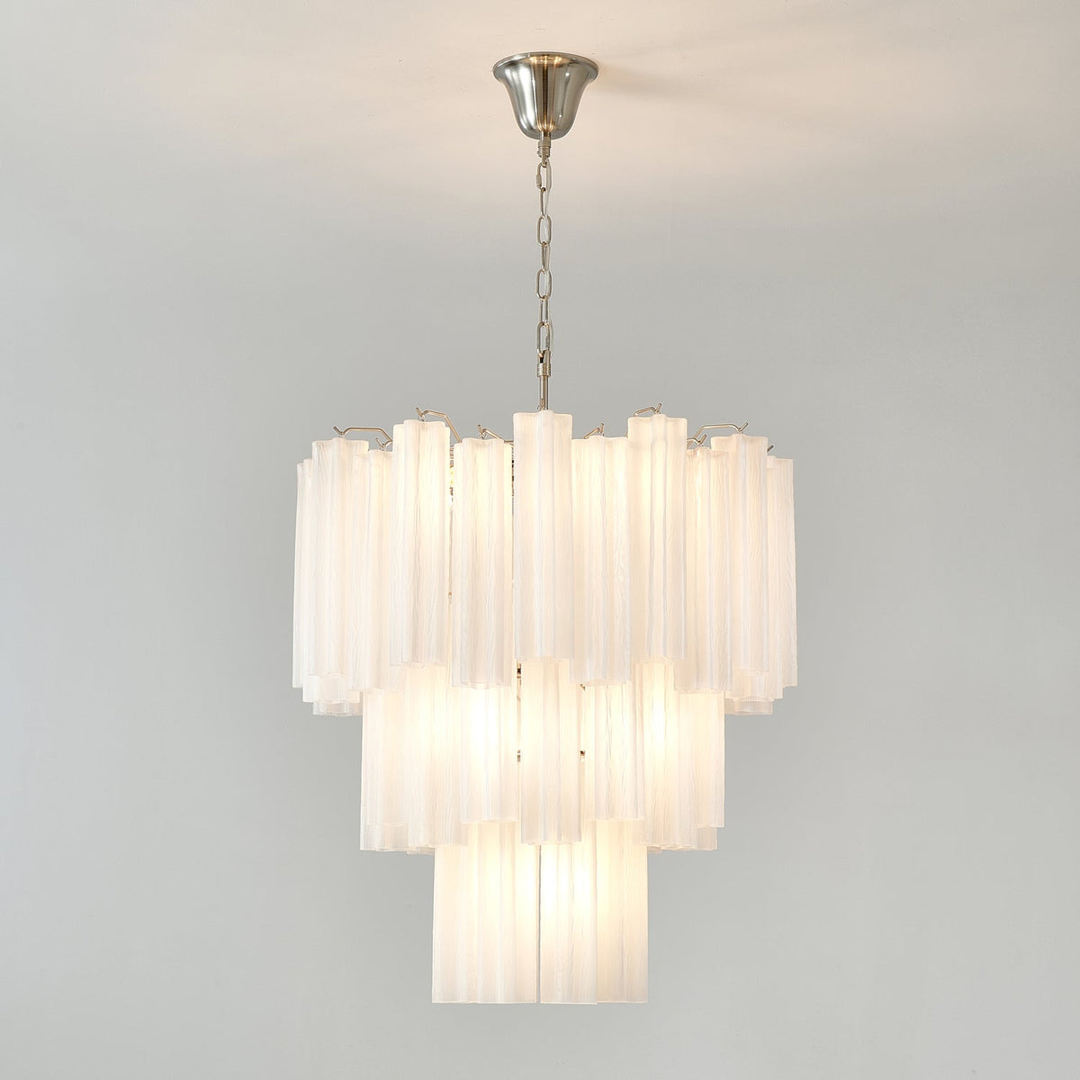Lioreissa Chandelier Frosted Glass Tubes Layered Minimalist