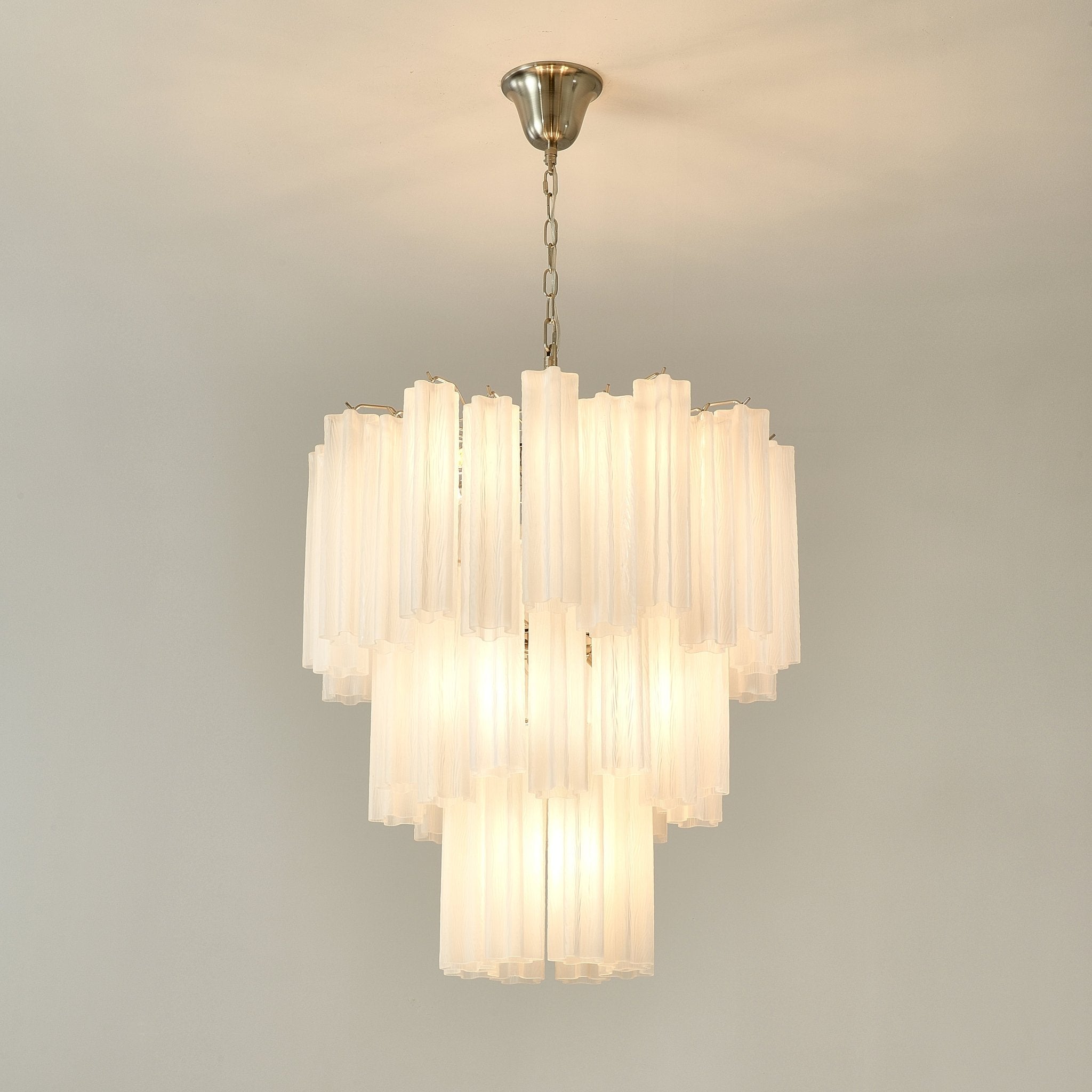 Lioreissa Chandelier Frosted Glass Tubes Layered Minimalist