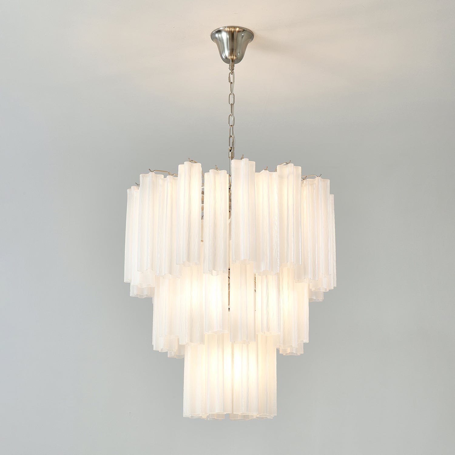 Lioreissa Chandelier Frosted Glass Tubes Layered Minimalist