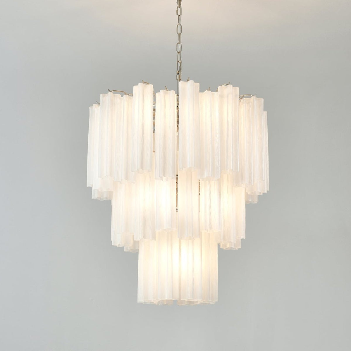 Lioreissa Chandelier Frosted Glass Tubes Layered Minimalist