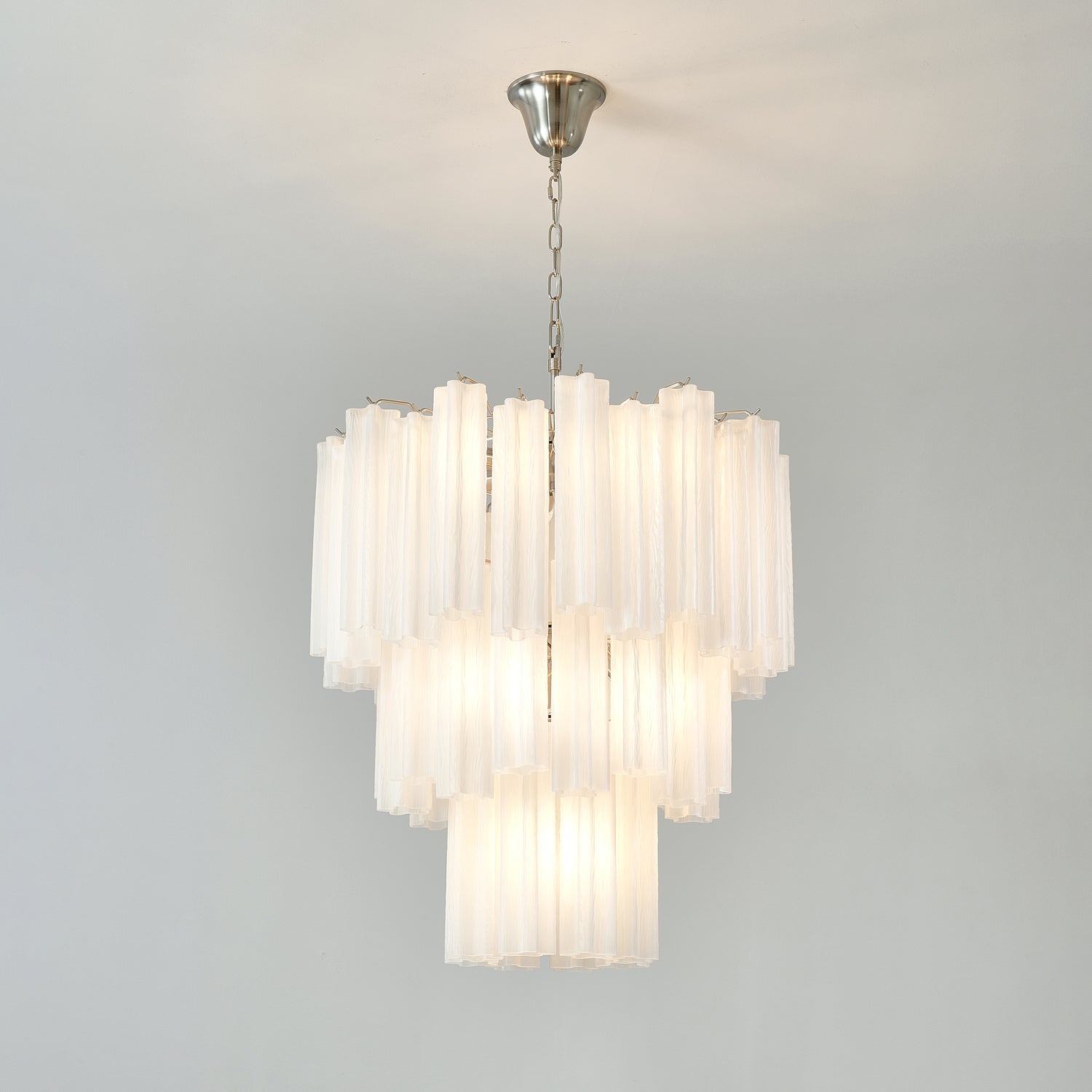 Lioreissa Chandelier Frosted Glass Tubes Layered Minimalist