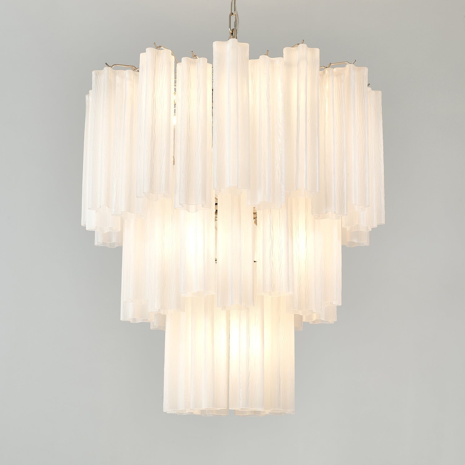 Lioreissa Chandelier Frosted Glass Tubes Layered Minimalist