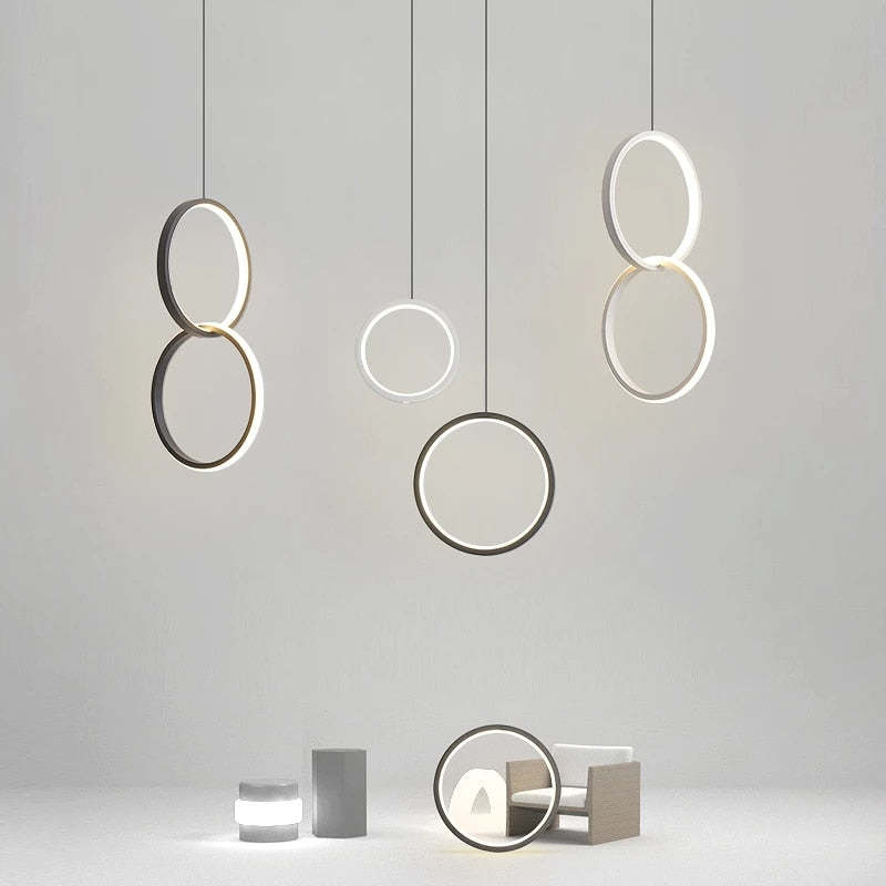 Arisha Modern Minimalist LED Hanging Pendant Lights Black White Bedroom - Neutral Decor