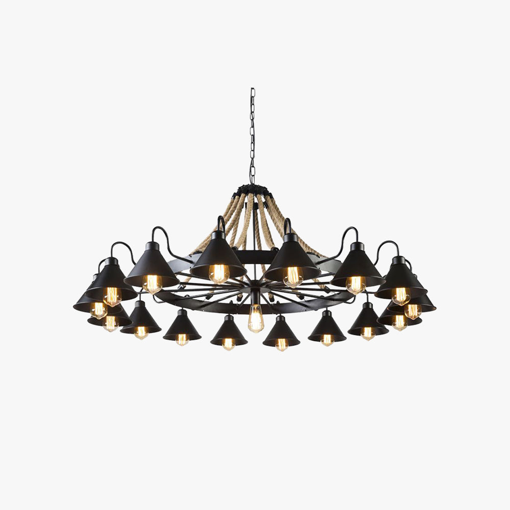 Epoch Vintage Industrial Rope Chandelier Living Room - Neutral Decor