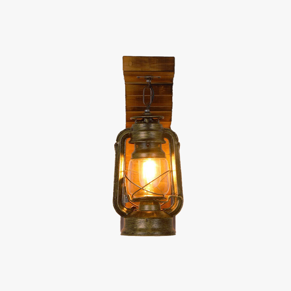 Lyros Lantern Vintage Wooden Rustic Wall Lamp - Neutral Decor