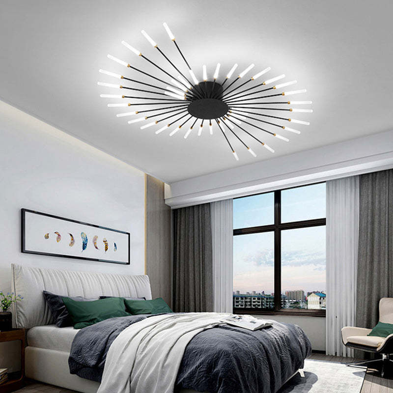 Wesley Flush-Mount Ceiling Light Fireworks, Black/Gold - Neutral Decor