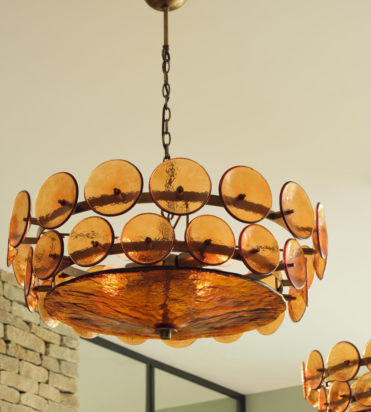 Eirinena Chandelier Murano Glass Disc Vintage