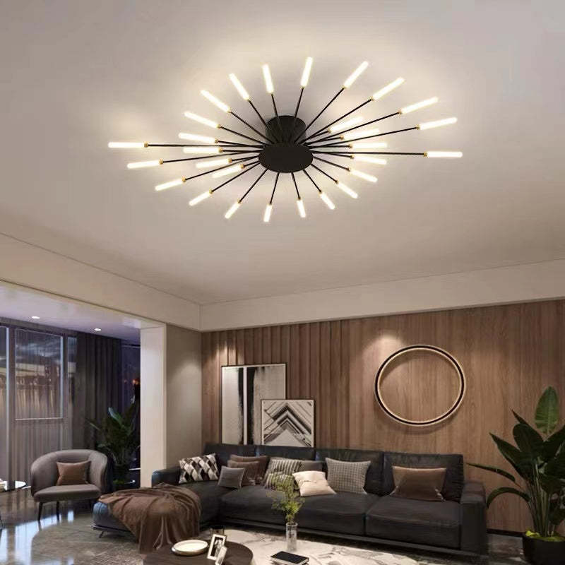 Wesley Flush-Mount Ceiling Light Fireworks, Black/Gold - Neutral Decor