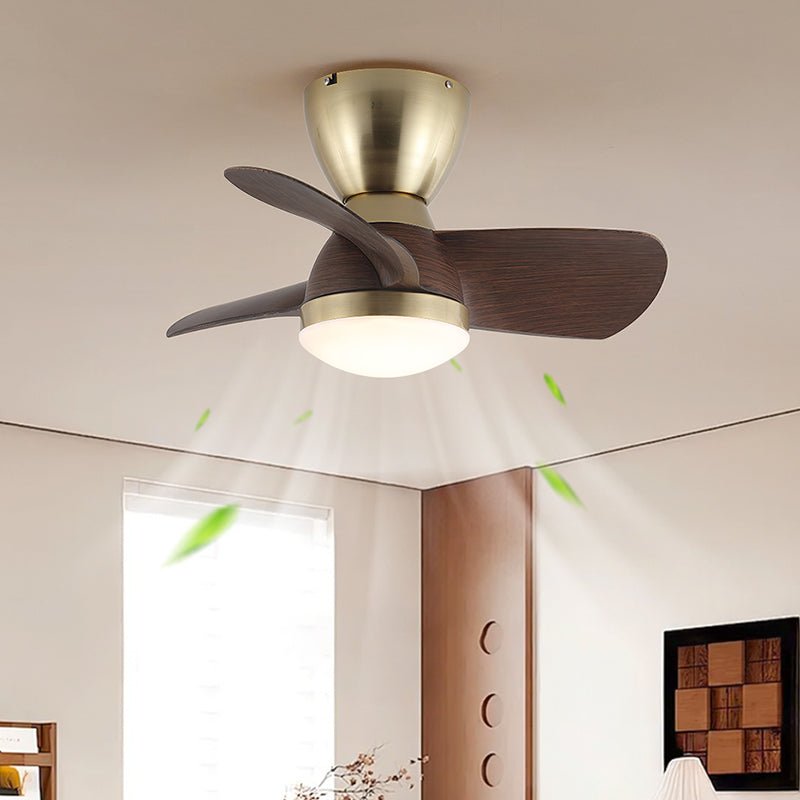 Aldiian Minimalist Brass Wood Ceiling Fan Light