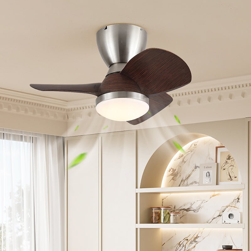 Aldiian Minimalist Brass Wood Ceiling Fan Light