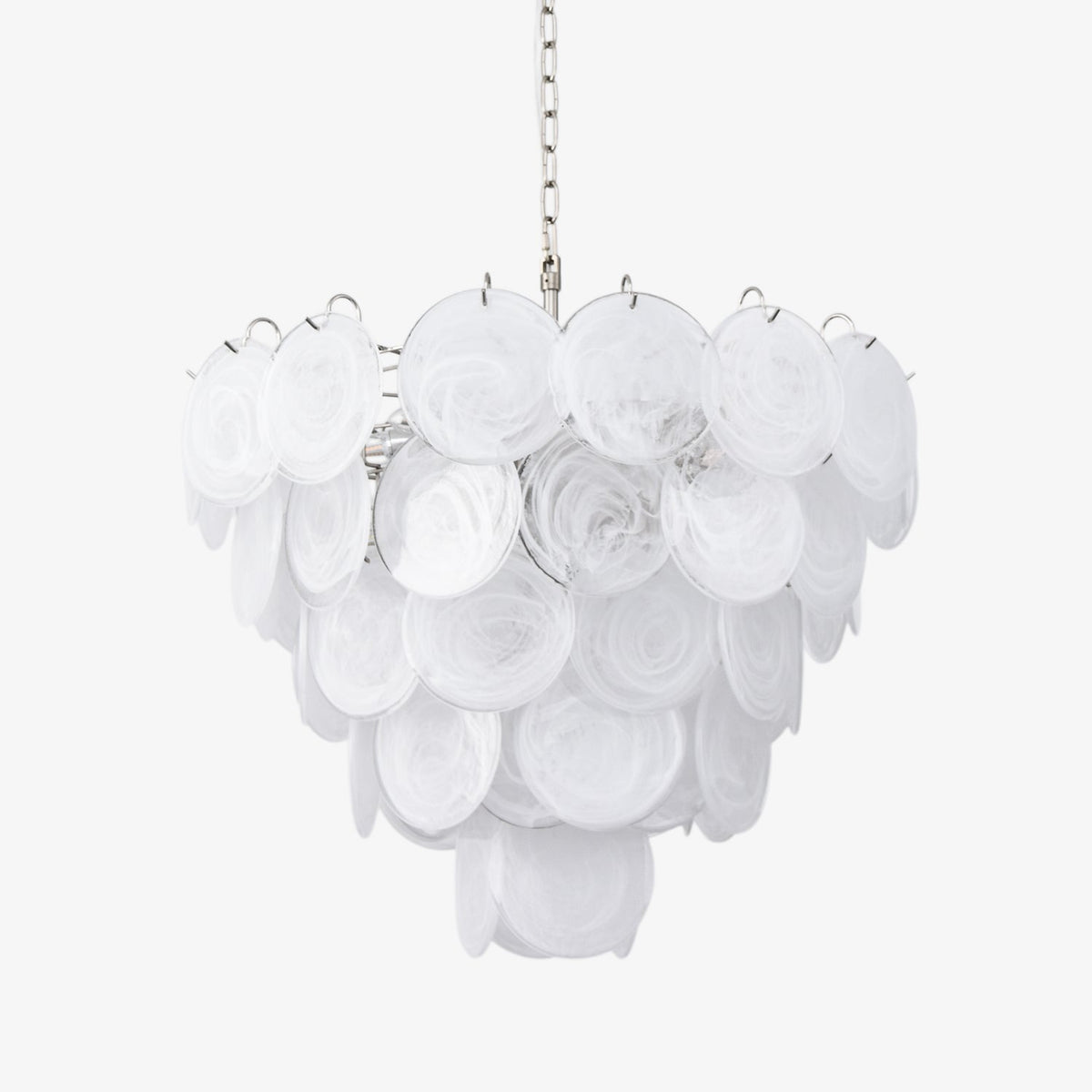 Veloelle Chandelier White Murano Glass Disc Contemporary
