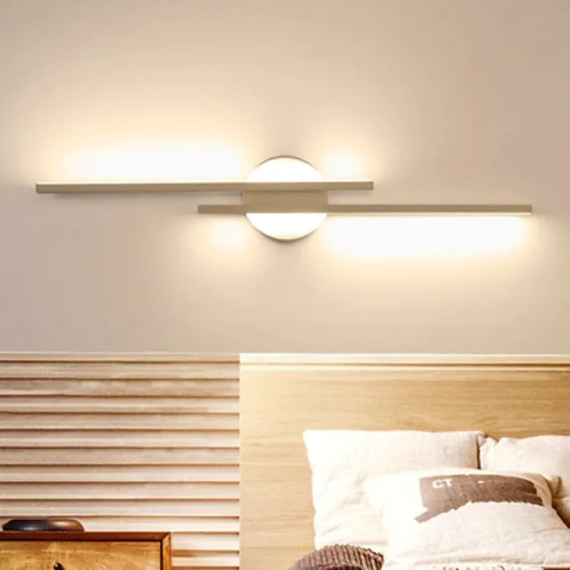 Elgo Modern Nordic Disc/Linear Metal LED Wall Lamp, Black/White - Neutral Decor