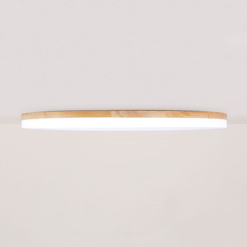 Muto Minimalist Wood Round Flush Mount Ceiling Light Bedroom - Neutral Decor