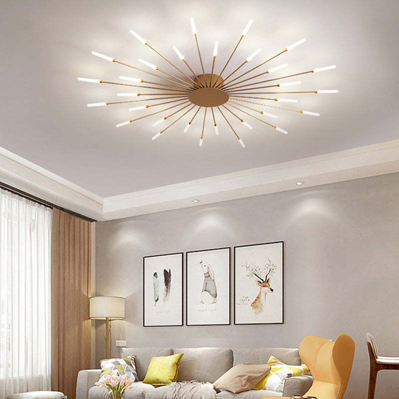Wesley Flush-Mount Ceiling Light Fireworks, Black/Gold - Neutral Decor