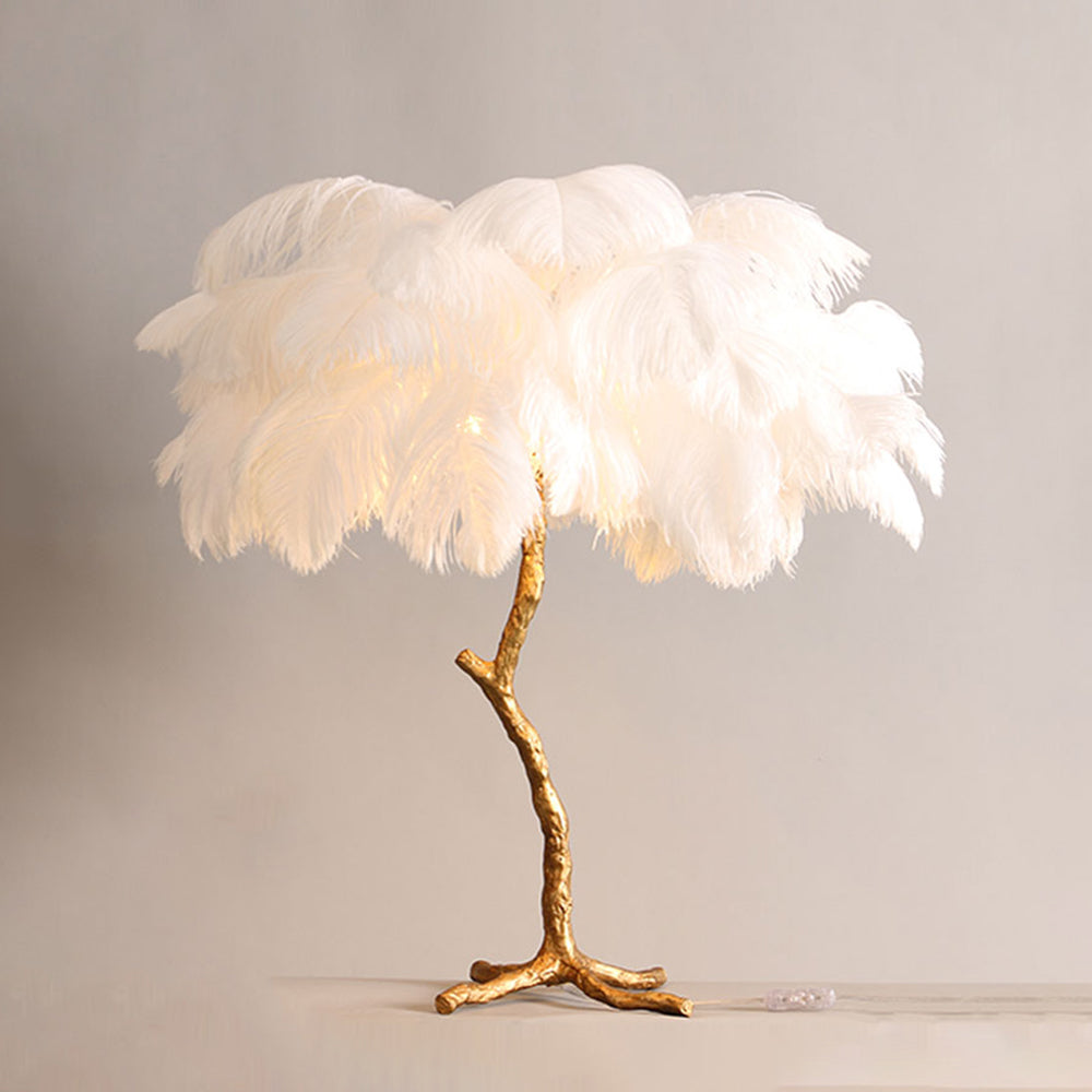 O'Moore Nordic Luxury Unique Ostrich Feather Floor Lamp/Table Lamp - Neutral Decor