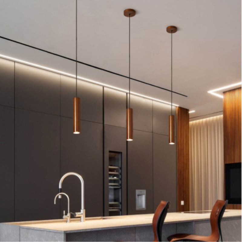 Muto Cylindrical Wood Pendant Light for Bedroom Kitchen Island - Neutral Decor