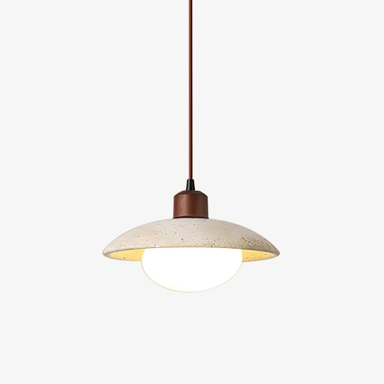 Delora Dome-Shade Travertine Pendant Light