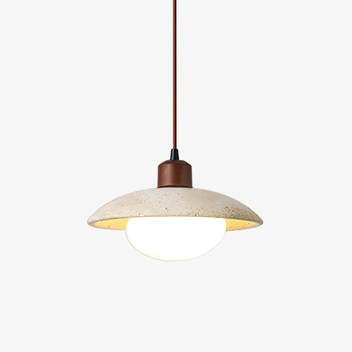Delora Dome-Shade Travertine Pendant Light
