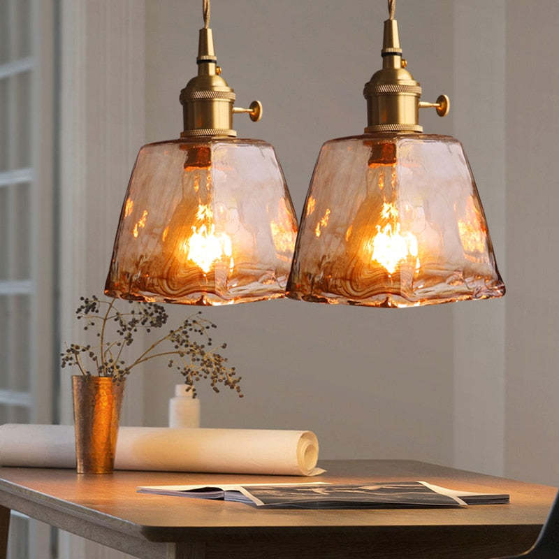 Arisha Vintage Style Industrial Pendant Light Retro Glass Brass - Neutral Decor
