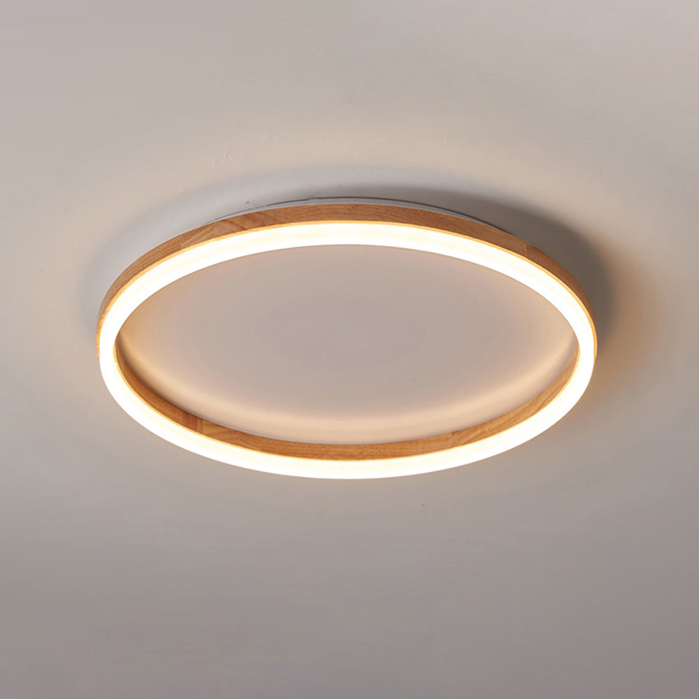 Muto Round Modern Flush Mount Ceiling Light Wood Bedroom - Neutral Decor