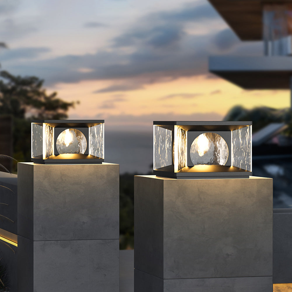 Ray Modern Transparent Rectangular Glass Outdoor Floor Lamp - Neutral Decor