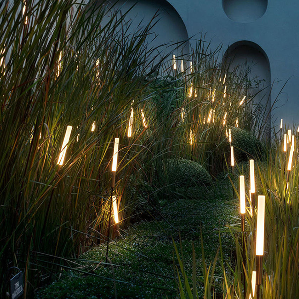 Ray Modern Reed Solar Outdoor Post Light - Neutral Decor