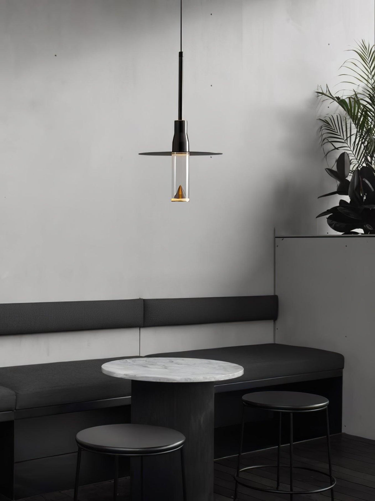 Lominex Pendant Lamp Acrylic Hat Plate Chrome Modern