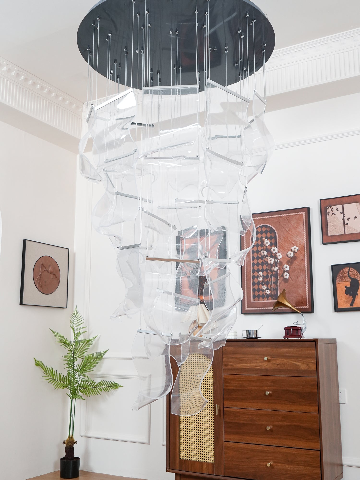 Lucuian Chandelier Acrylic LED Abstract Floating
